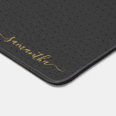 ブラックヴィンテージレザーのテクスチャーミニマルデザイン デスクマット (コーナー)