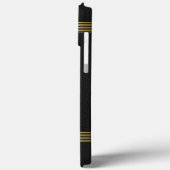 ブラックヴィンテージレザーテクスチャ金ゴールドストライプ Case-Mate iPhoneケース (裏面 / 左)