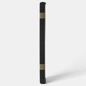 ブラックヴィンテージレザーテクスチャ金ゴールドストライプ SAMSUNG GALAXYケース (左側面)