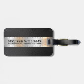 ブラックヴィンテージレザーメタリック銀ストライプ銀 ラゲッジタグ (裏面横)