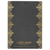 ブラックヴィンテージレザー金ゴールド縁どフレーム クリップボード (裏面)