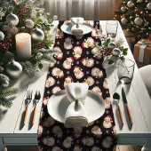 ブラックヴィンテージレトロサンタクロースクリスマス ショートテーブルランナー