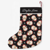 ブラックヴィンテージレトロサンタクロースパーソナライズされた スモールクリスマスストッキング (裏面)