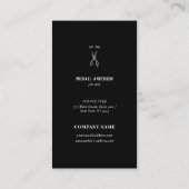 ブラックヴィンテージレトロ理容師ショップスカルはさみ 名刺 (裏面)