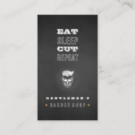 ブラックヴィンテージレトロ理容師ショップスカル 名刺