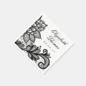 ブラックヴィンテージレース | エレガントなウェディングナプキン スタンダードカクテルナプキン (角)