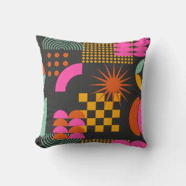 ブラックヴィンテージ抽象芸術幾何学模様 クッション