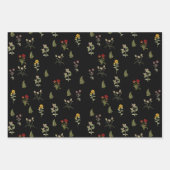 ブラックヴィンテージ春ワイルドフラワーパターン ラッピングペーパーシート (正面2)