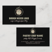 ブラックヴィンテージ生地ミキシングベーカリーペストリー 名刺 (正面/裏面)