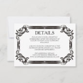 ブラックヴィンテージ結婚シルエットとタイポグラフィ 出欠カード (正面)