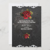 ブラックヴィンテージ装飾赤バラブライダルシャワー 招待状 (正面)