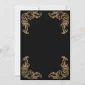 ブラックヴィンテージ金ゴールドコーナーイスラム結婚教徒 招待状 (裏面)