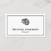 ブラックヴィンテージ魚釣りガイドプロフェッショナル漁師 名刺 (正面)