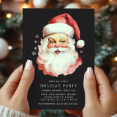 ブラックヴィンテージ レトロ サンタクロース クリスマス パーティー 招待状