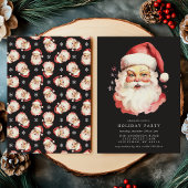 ブラックヴィンテージ レトロ サンタクロース クリスマス パーティー 招待状