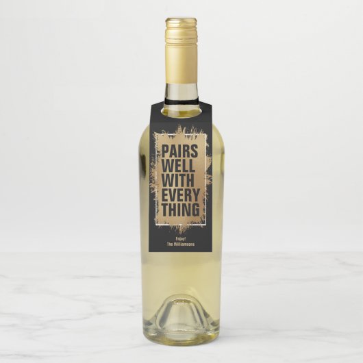 ブラック上のすべての金箔とよくペア ボトルネックタグ (ボトル)