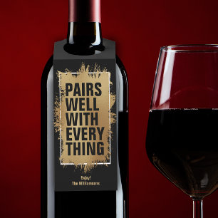 ブラック上のすべての金箔とよくペア ボトルネックタグ