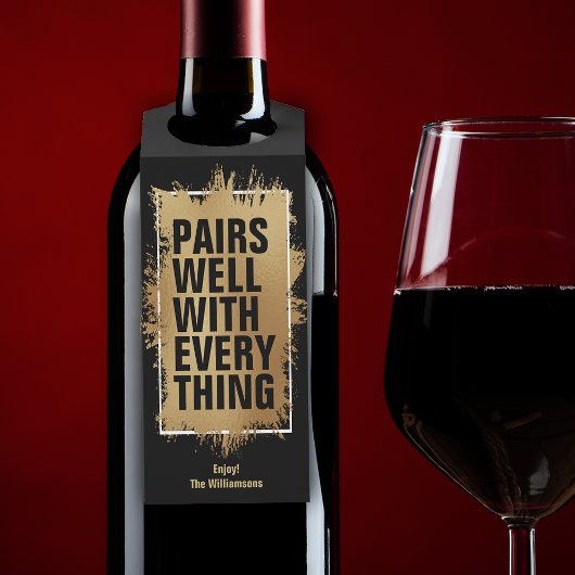 ブラック上のすべての金箔とよくペア ボトルネックタグ