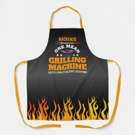 ブラック上の一つの平均焼き上げ機械の炎 エプロン