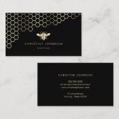 ブラック上フェイクのハニカムおよび金ゴールド箔 名刺 (正面/裏面)