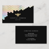 ブラック上フェイクのハニカムおよび金ゴールド箔 名刺 (正面/裏面)