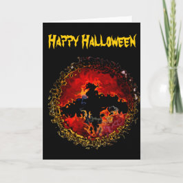 ブラック不気味こうもりハロウィーン カード
