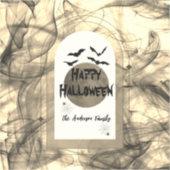 ブラック不気味こうもりムーンモダンハッピーハローウィン シール (正面)