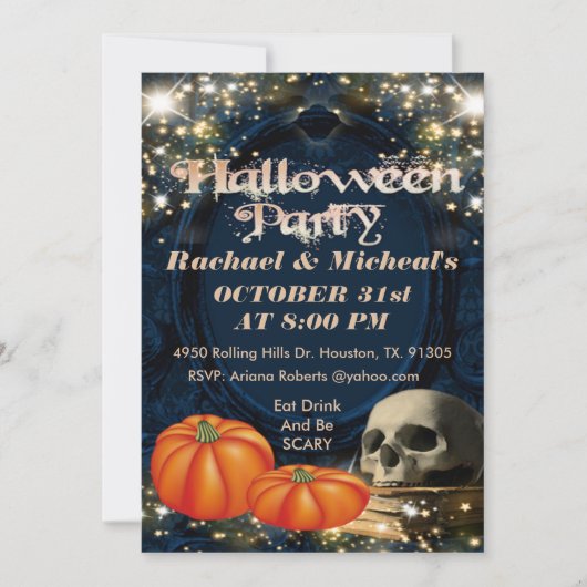 ブラック不気味アダルトスカルハロウィーン招待状 招待状 (正面)
