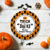 ブラック不気味オレンジカボンプキンボーイハロウィーン誕生日 ラウンドシール