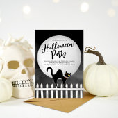 ブラック不気味キャットハローウィンパーティカスタム 招待状