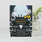 ブラック不気味ハロウィーン誕生日 招待状 (スタンド正面)