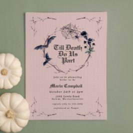 ブラック不気味ピンクハロウィーンブライダルシャワー 招待状