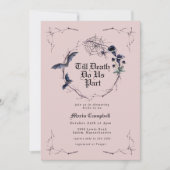 ブラック不気味ピンクハロウィーンブライダルシャワー 招待状 (正面)