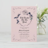 ブラック不気味ピンクハロウィーンブライダルシャワー 招待状 (スタンド正面)