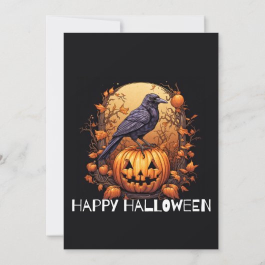 ブラック不気味レイベンハローウィンパーティ招待状 招待状 (裏面)