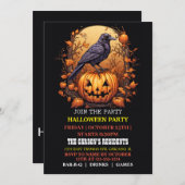 ブラック不気味レイベンハローウィンパーティ招待状 招待状 (正面/裏面)