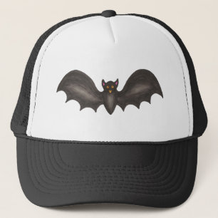 ブラック不気味飛んでいるこうもりハロウィーントリックまたはトリート キャップ