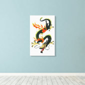 ブラック中国のドラゴンキャンバス キャンバスプリント (インサイチュ (ウッドフロア))