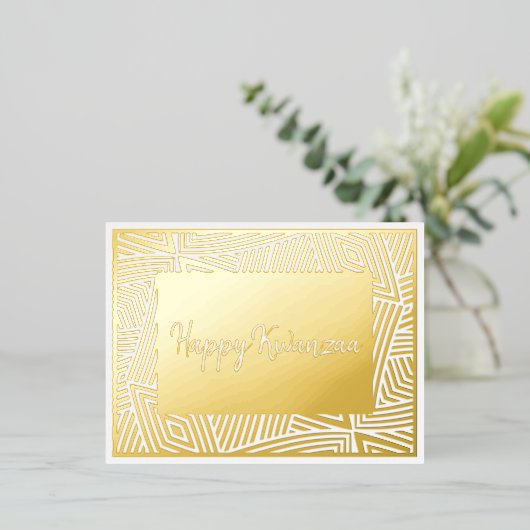 ブラック伝統アフリカンアメリカンホリデークワンザ 箔シーズンポストカード (立ち正面)