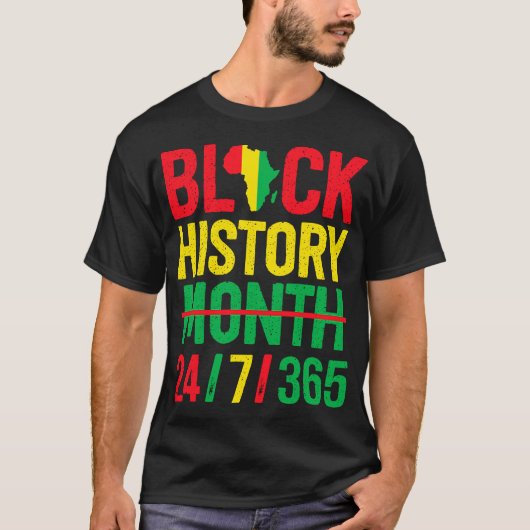 ブラック伝統ブラックヒストリ月24 7 誇りを持った 5 Tシャツ (正面)