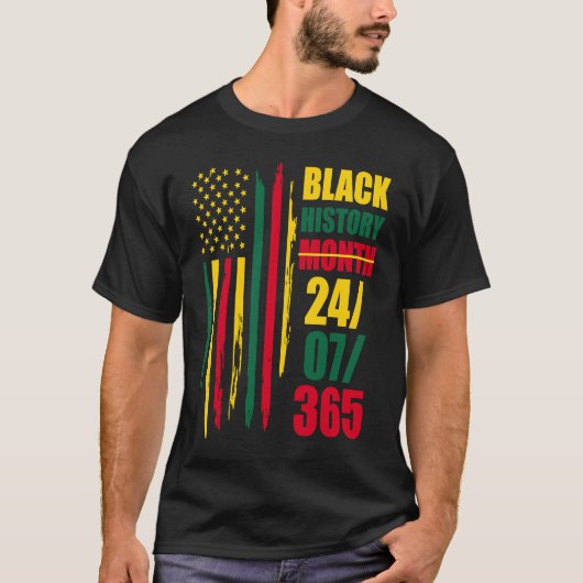 ブラック伝統ブラック履歴月24 7 誇りを持った 365 Tシャツ (正面)