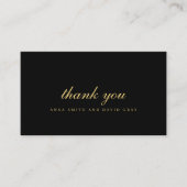 ブラック伝統的と金ゴールド結婚のサンキューカード エンクロージャーカード (正面)