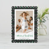 ブラック伝統的フォトメリークリスマスカード シーズンカード (スタンド正面)