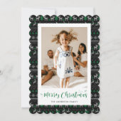 ブラック伝統的フォトメリークリスマスカード シーズンカード (正面)