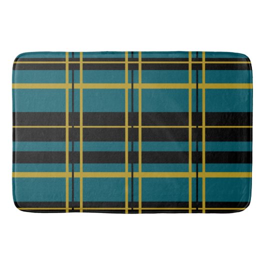 ブラック伝統的、バタークリーム、ダークティーを格子状に塗った。 バスマット (正面)