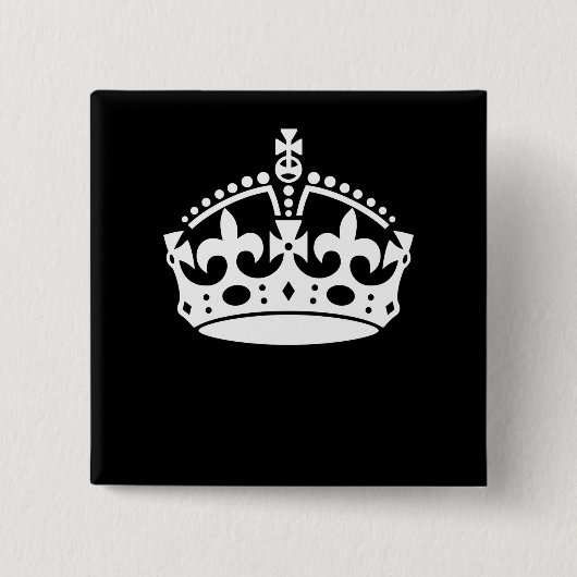 ブラック保デコールのCALM CROWN 缶バッジ (正面)