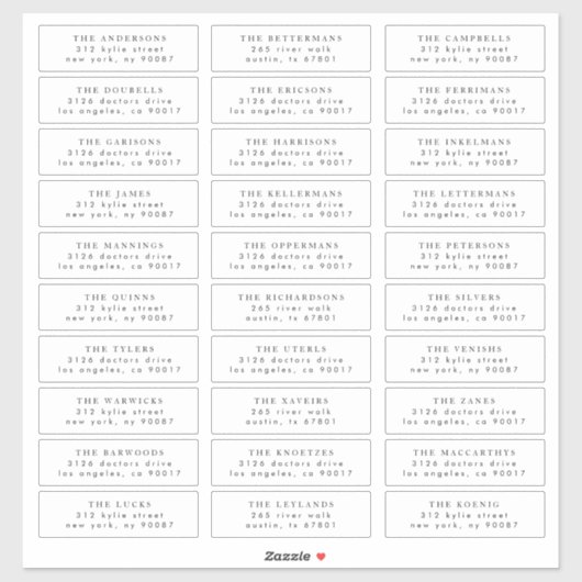 ブラック個人の結婚ゲストアドレスのスタンプ・ラベル シール (シート)