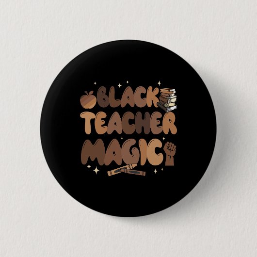 ブラック先生史魔法教育メラニンAfro 缶バッジ (正面)