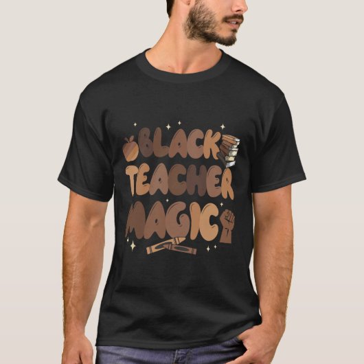 ブラック先生史魔法教育メラニンAfro Tシャツ (正面)