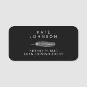 ブラック公証人署名エージェントの羽根クイルのロゴ 名札 (正面)
